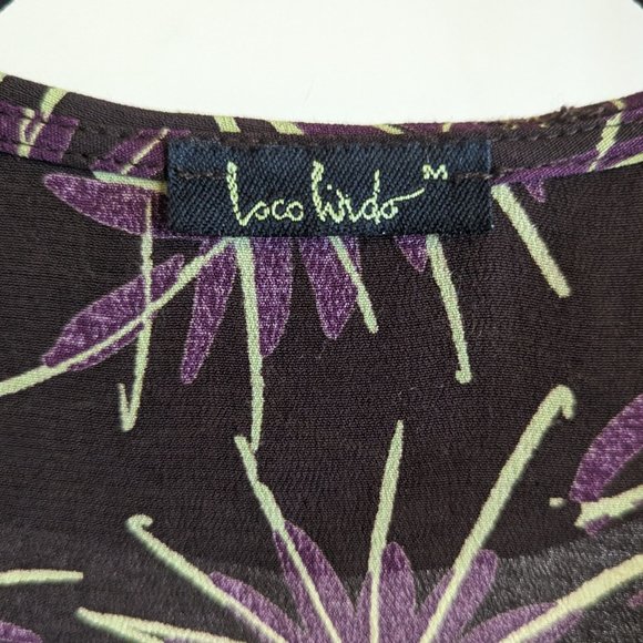 Loco Lindo Vintage Inspired Short Sleeve Wrap Midi Dress Brown Size M - Picture 5 of 8